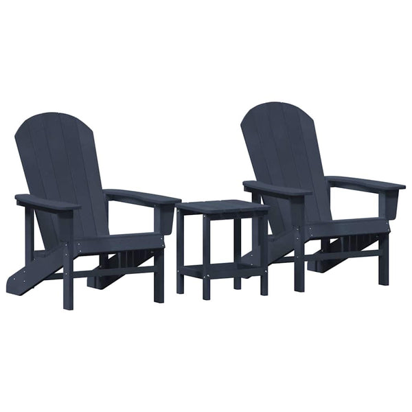 vidaXL Garden Chair 3 pcs Navy Blue Polyethylene