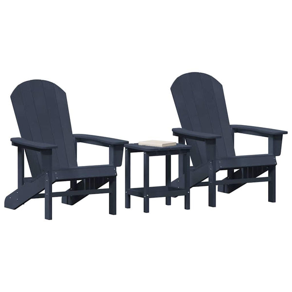 vidaXL Garden Chair 3 pcs Navy Blue Polyethylene