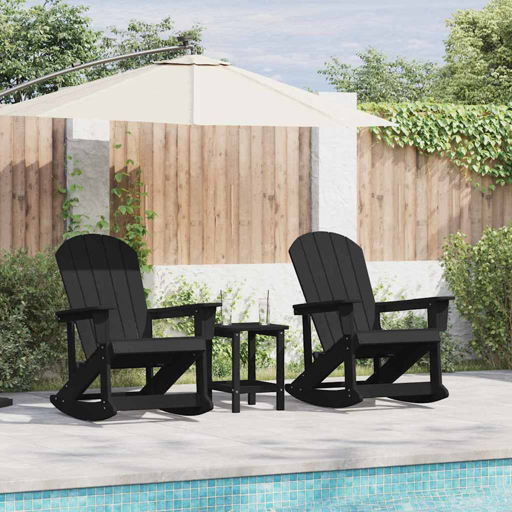 3-teiliges Garten Lounge Set Schwarz