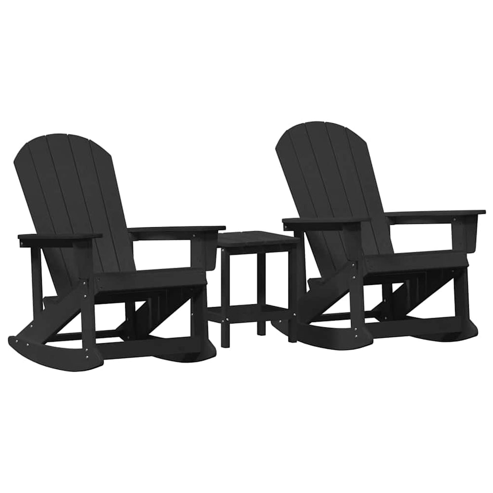 3-teiliges Garten Lounge Set Schwarz