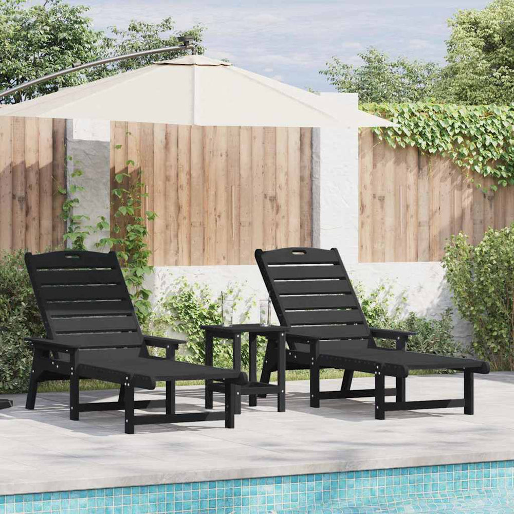 Sonnenliege 2er Set Schwarz Polyethylen