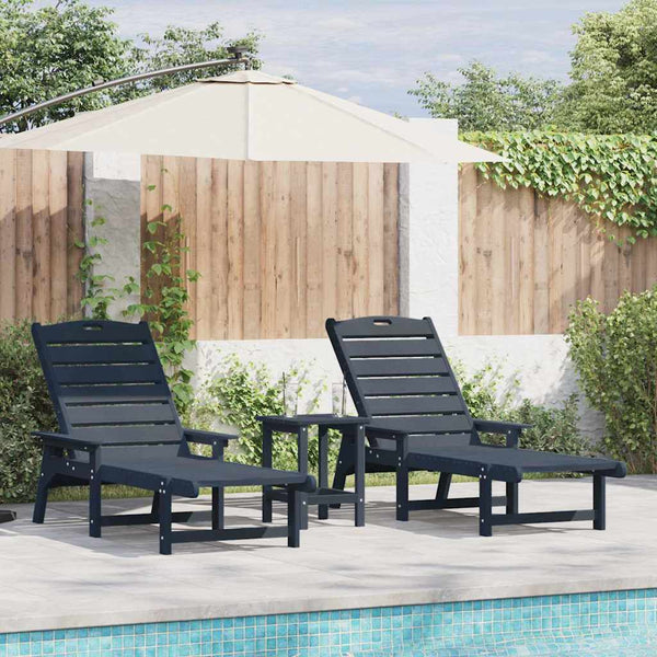 Marineblaue Sonnenliege 3er Set Polyethylen