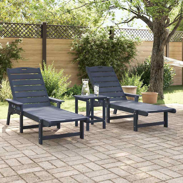 Marineblaue Sonnenliege 3er Set Polyethylen