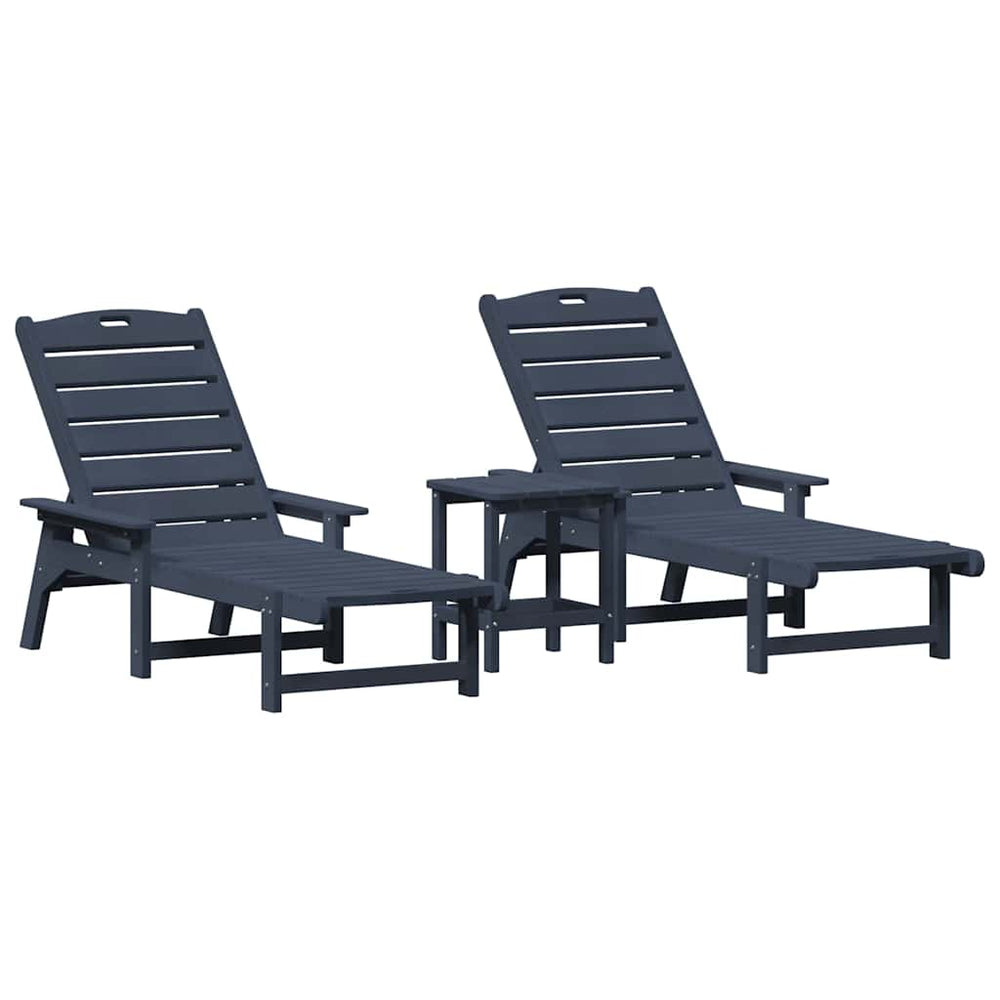 Marineblaue Sonnenliege 3er Set Polyethylen