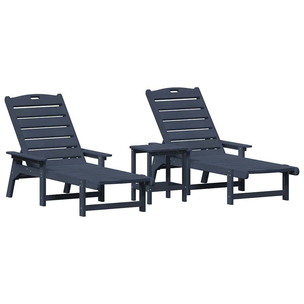 Marineblaue Sonnenliege 3er Set Polyethylen