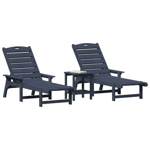Marineblaue Sonnenliege 3er Set Polyethylen