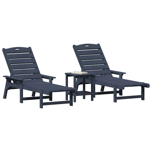 Marineblaue Sonnenliege 3er Set Polyethylen
