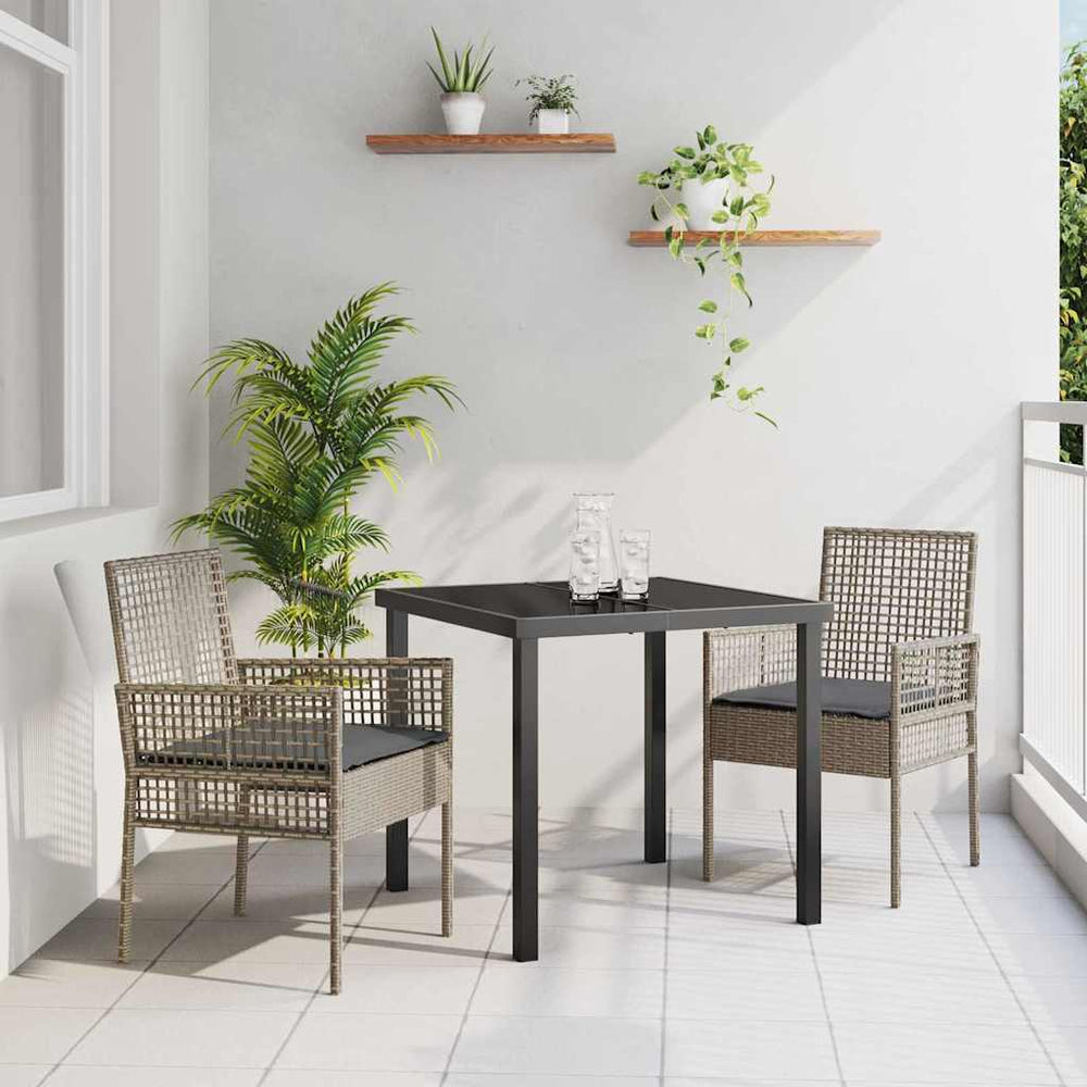 vidaXL Garden Chairs with Cushions 2 pcs Grey 55 x 53 x 85 cm Poly Rattan