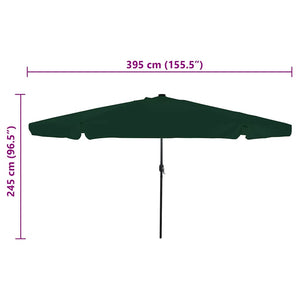 vidaXL Garden Parasol Green 395 x 395 x 245 cm Polyester
