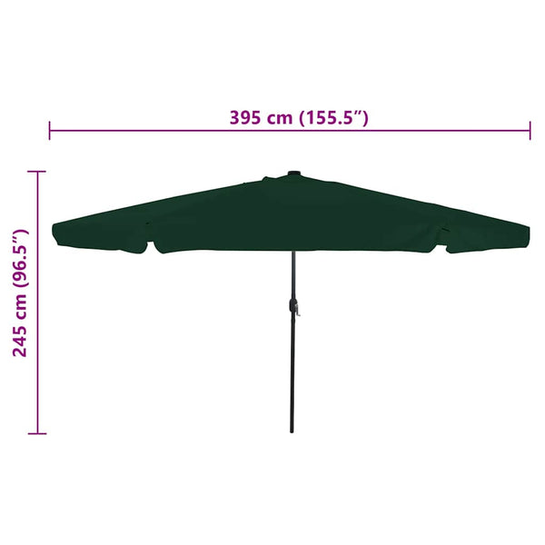 vidaXL Garden Parasol Green 395 x 395 x 245 cm Polyester