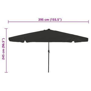 vidaXL Garden Umbrella Black 395 x 395 x 245 cm Polyester