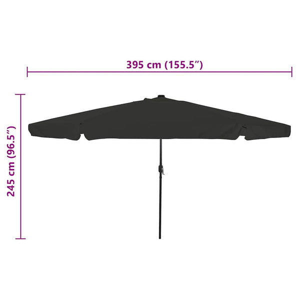 vidaXL Garden Umbrella Black 395 x 395 x 245 cm Polyester