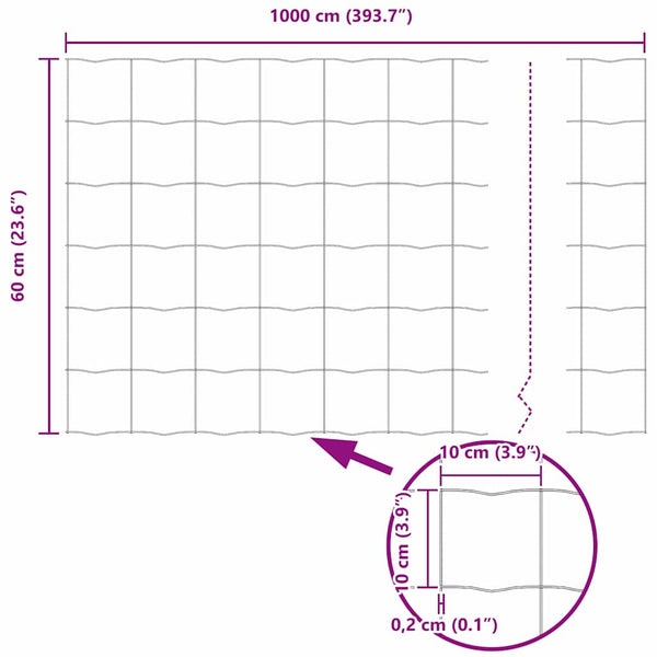 Eurozaun Grün 0,6x10m PVC-beschichtet