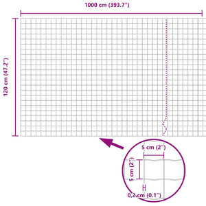 vidaXL Euro Fence Grey 1.2 x 10 m PVC-Coated Iron