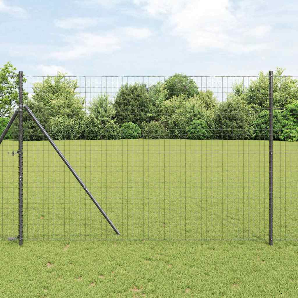 vidaXL Euro Fence Grey 1.6 x 10 m PVC-Coated Iron