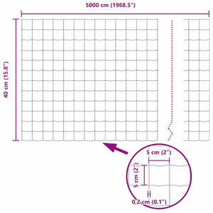 Eurozaun Grau PVC-beschichtet 0,4 x 50 m