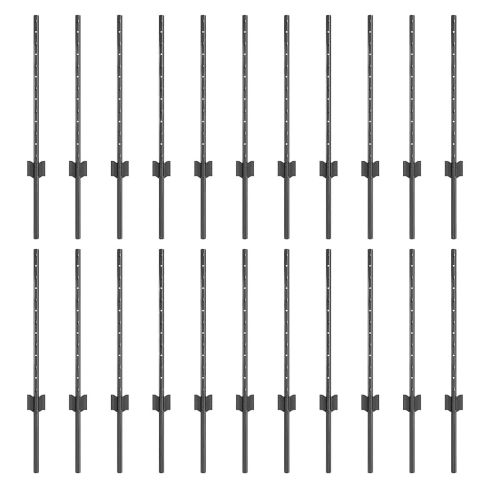 Zaunpfosten Stahl Grau 100 cm, 22 Stk.