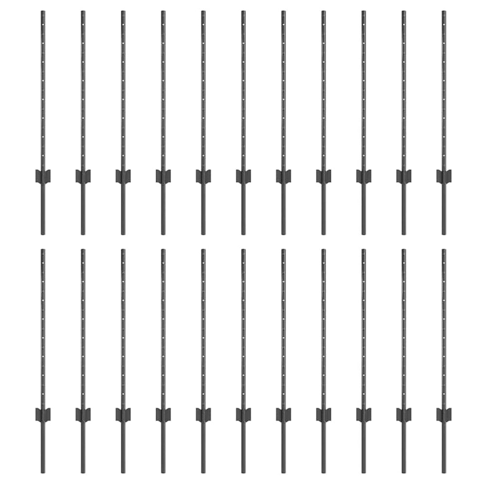 Zaunpfosten Grau Stahl 120cm - 22er Set