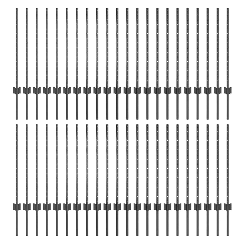 Zaunpfosten Grau Stahl 120 cm 44 Stk