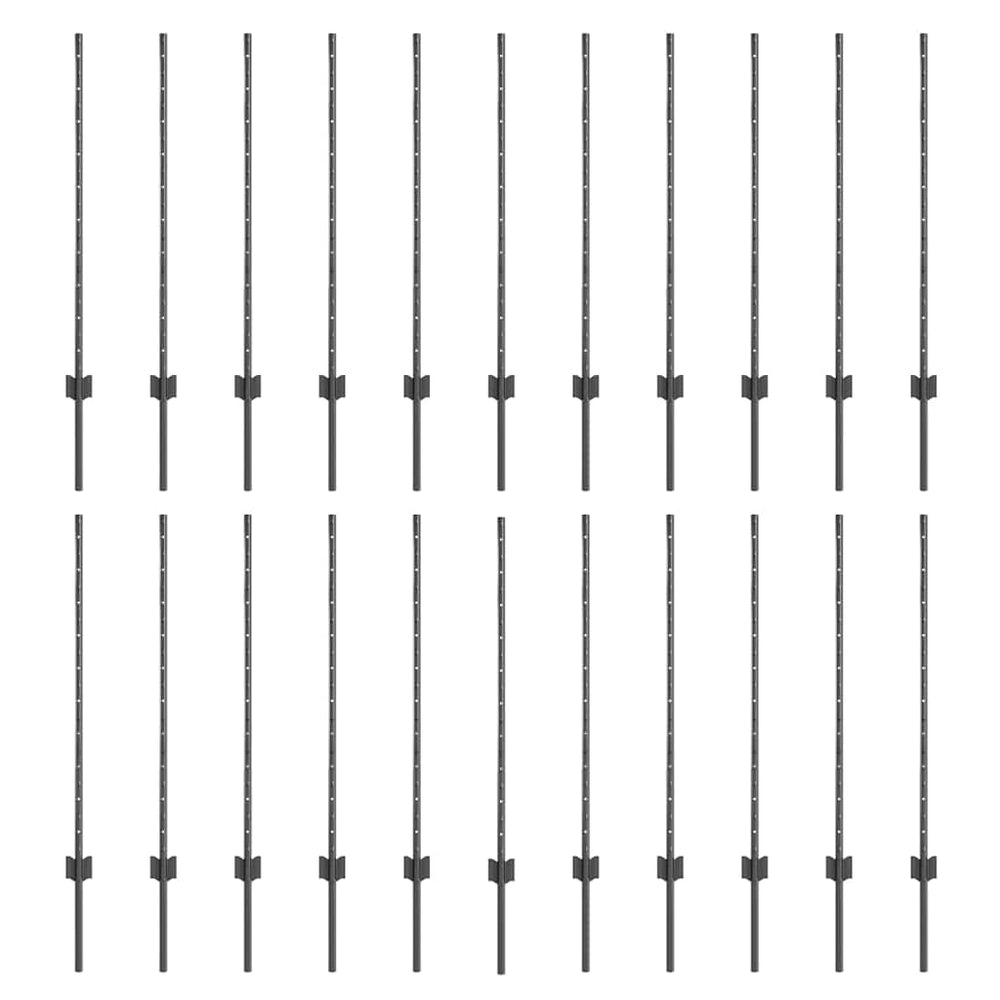 Zaunpfosten Stahl Grau 140 cm - 22er Set