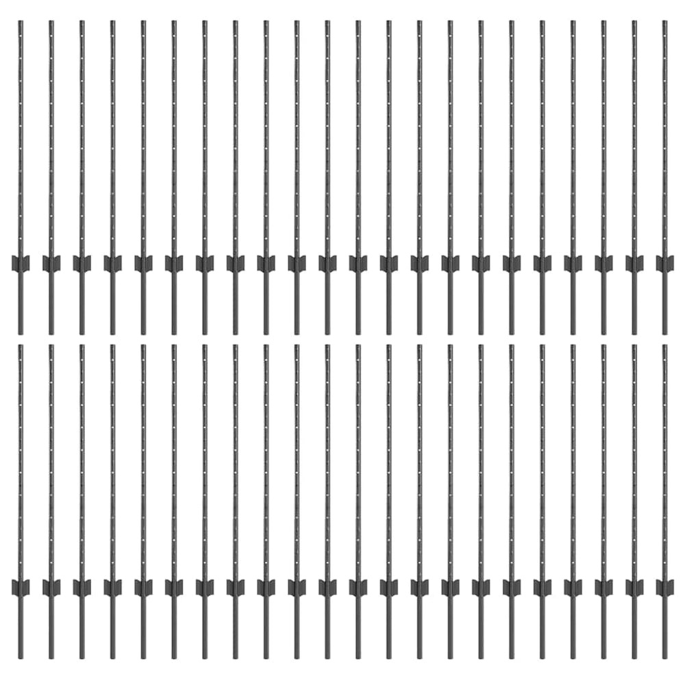 Stahl Zaunpfosten Grau 140 cm, 44 Stk