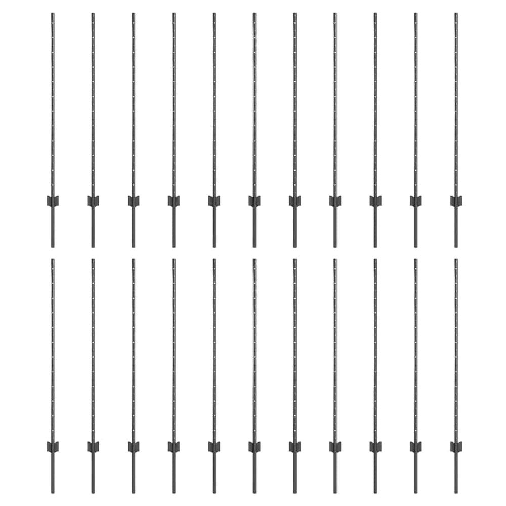 Zaunpfosten 22er Set Grau Stahl 160cm
