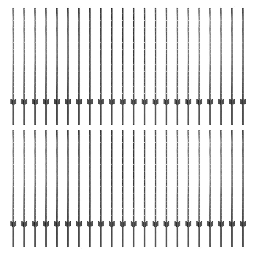 Zaunpfosten Stahl Grau 160cm - 44er Set