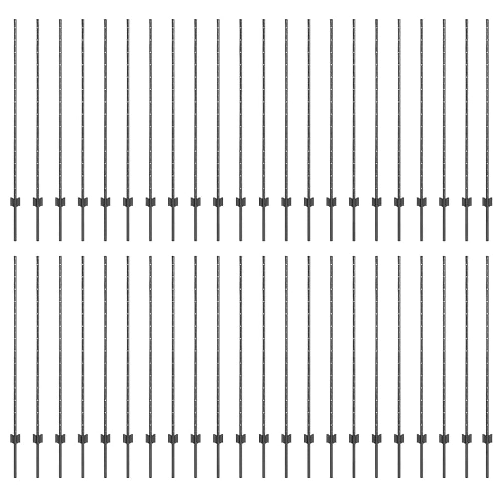 Zaunpfosten Grau Stahl 180cm 44er-Set