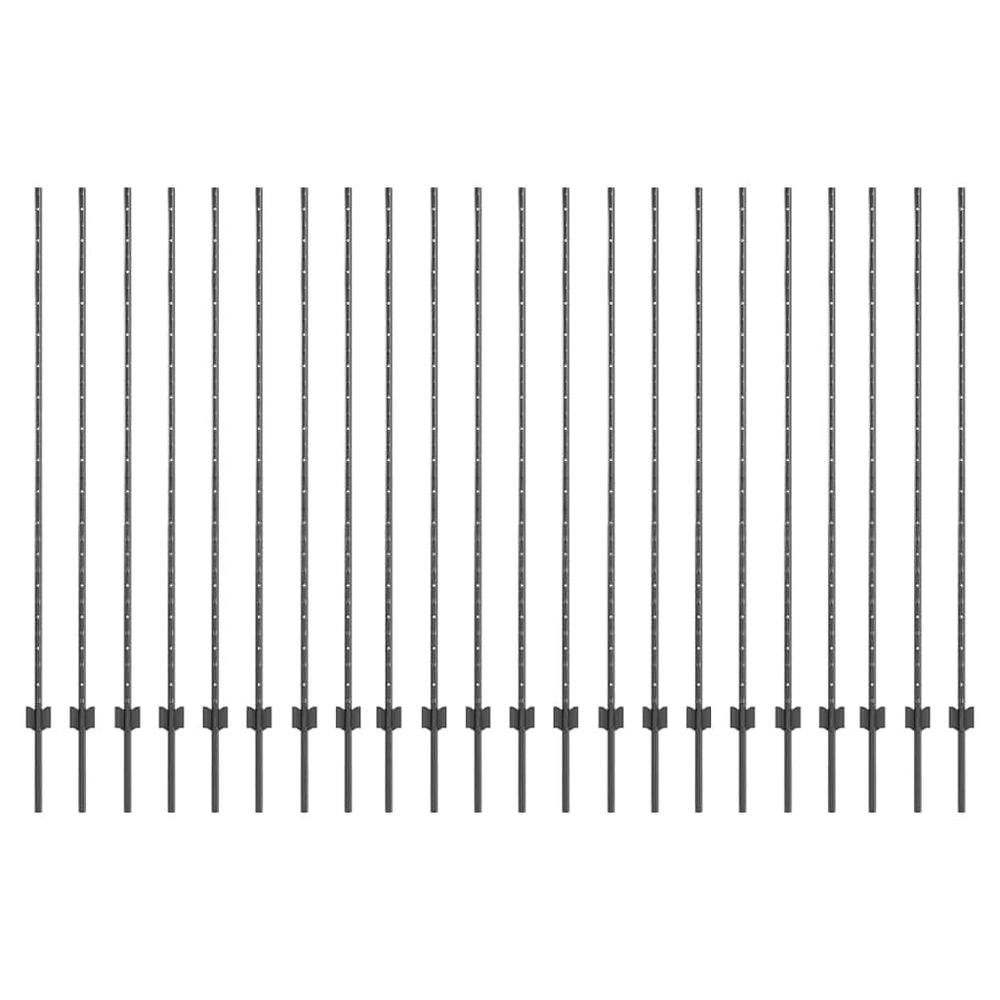 Zaunpfosten Stahl Grau 200 cm - 22er Set