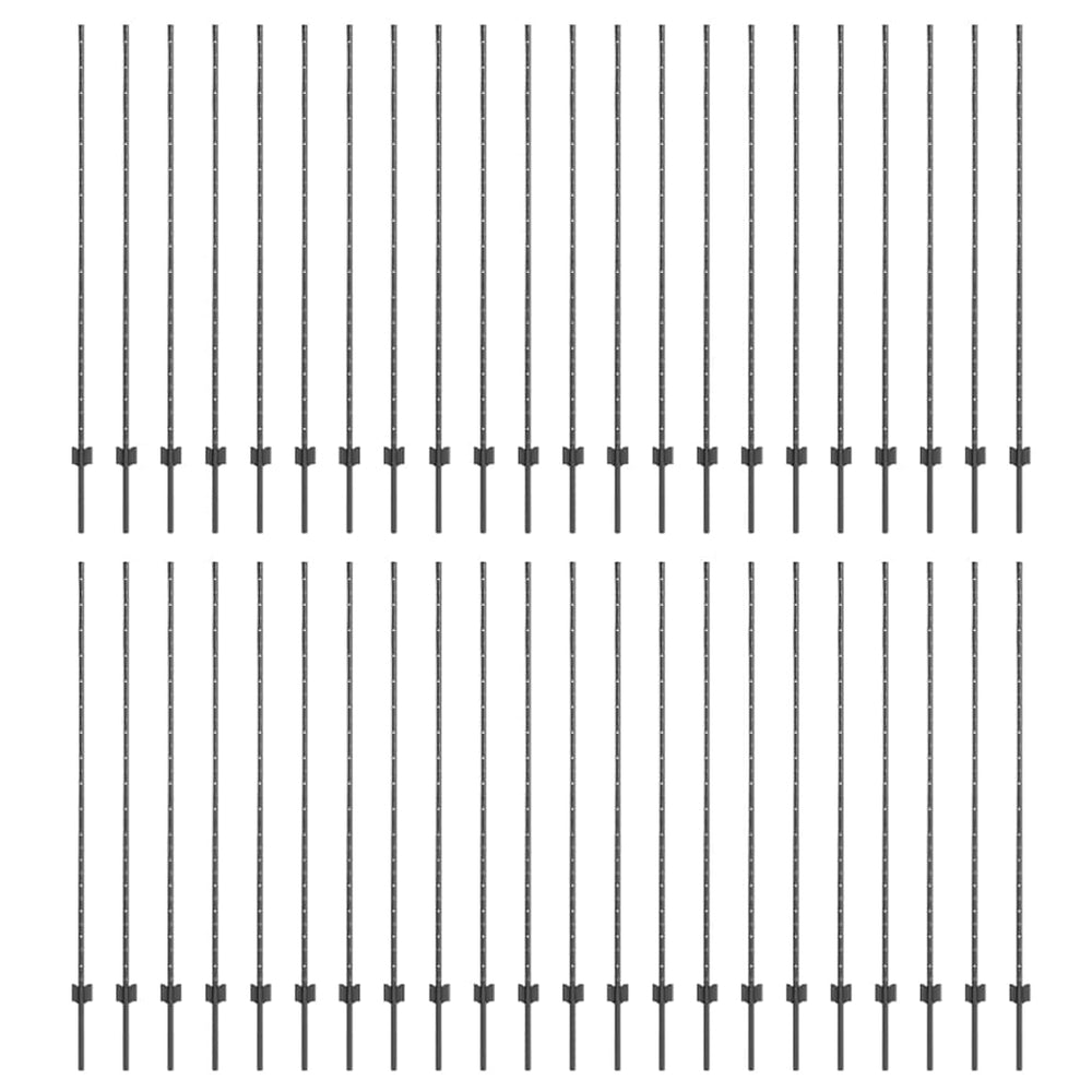 Zaunpfosten 44er Set Grau Stahl 200cm