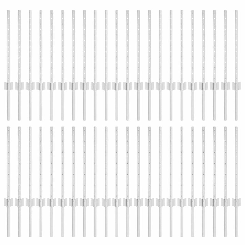 Zaunpfosten Silber 100cm Stahl - 44er Set