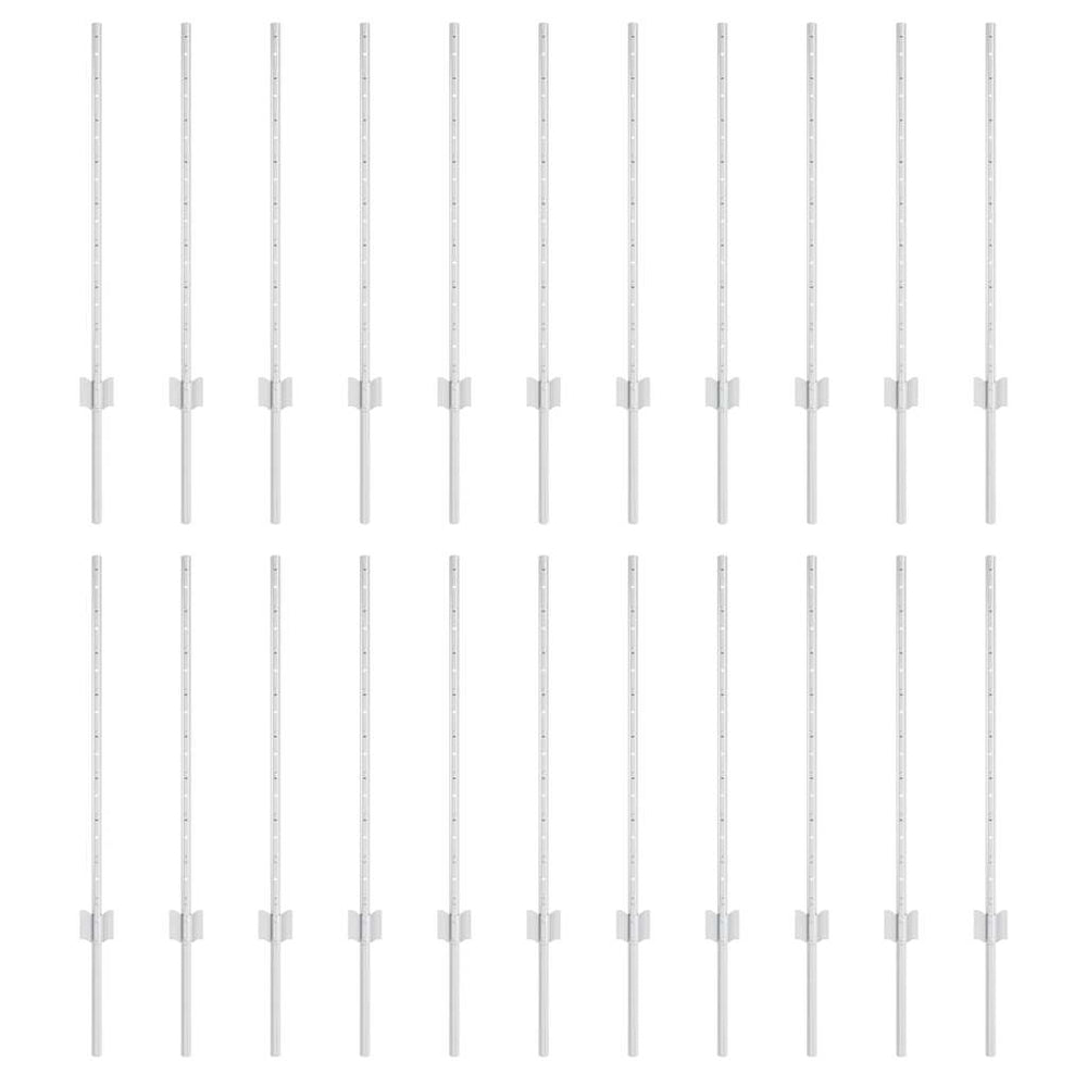 Zaunpfosten Silber 120 cm Stahl - 22er Set