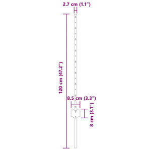 Zaunpfosten Silber 120 cm Stahl - 22er Set
