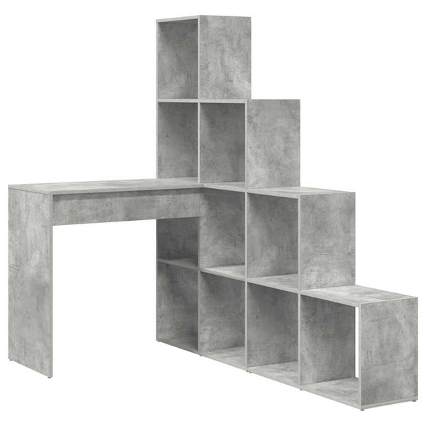 Eckschreibtisch mit Regal Beton Grau