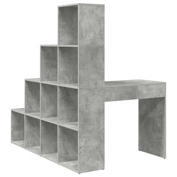 Eckschreibtisch mit Regal Beton Grau