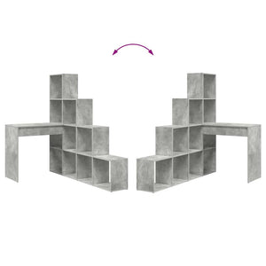 Eckschreibtisch mit Regal Beton Grau