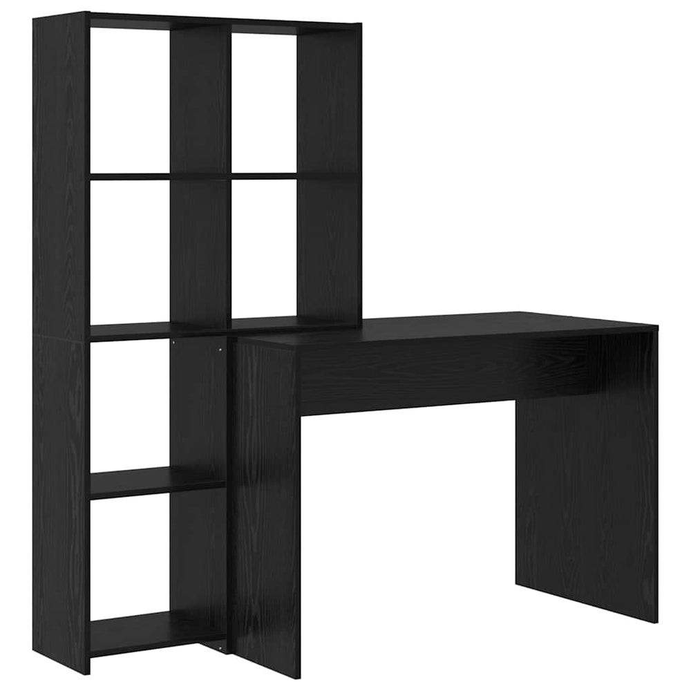 Schreibtisch mit Regal, Schwarz Eiche