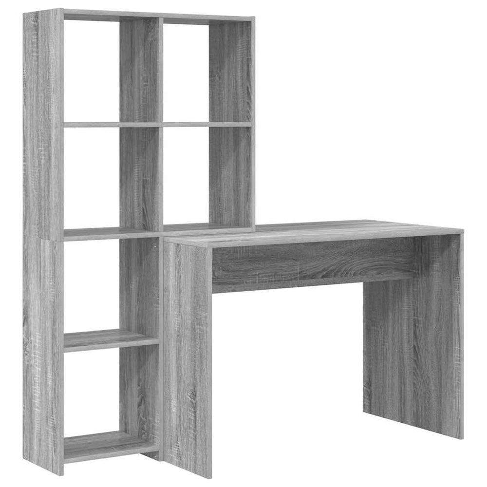 vidaXL Desk Grey Sonoma 138.5 x 55 x 143 cm Engineered Wood