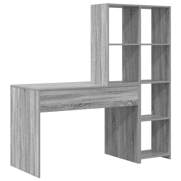 vidaXL Desk Grey Sonoma 138.5 x 55 x 143 cm Engineered Wood