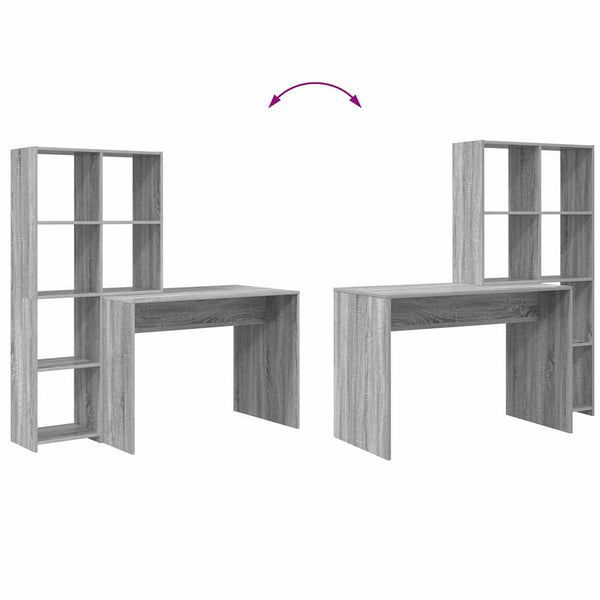 vidaXL Desk Grey Sonoma 138.5 x 55 x 143 cm Engineered Wood