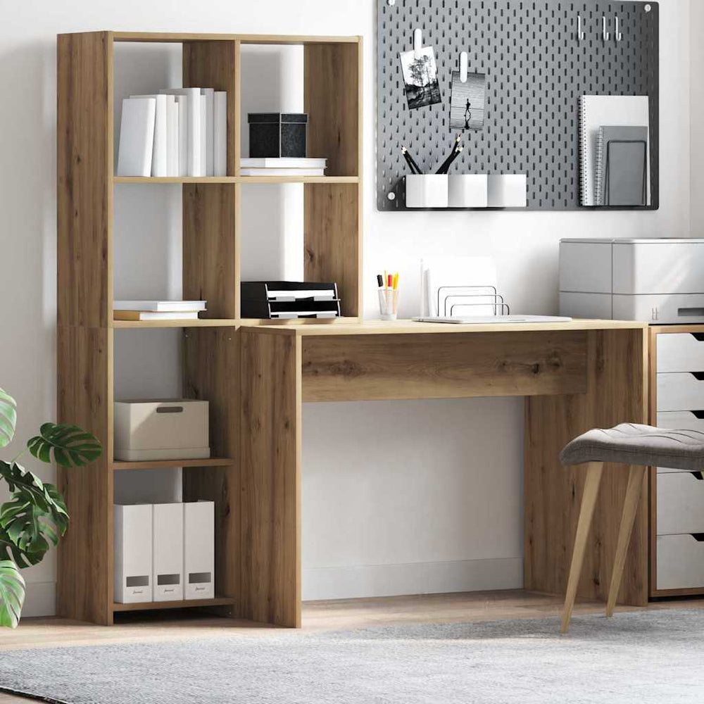 vidaXL Desk Artisan Oak 138.5 x 55 x 143 cm Engineered Wood