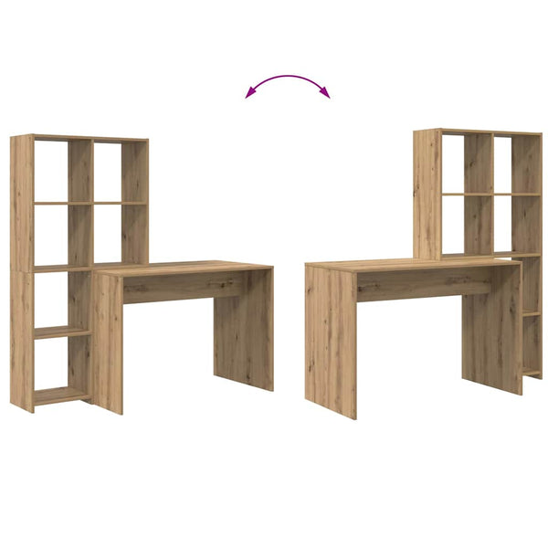 vidaXL Desk Artisan Oak 138.5 x 55 x 143 cm Engineered Wood