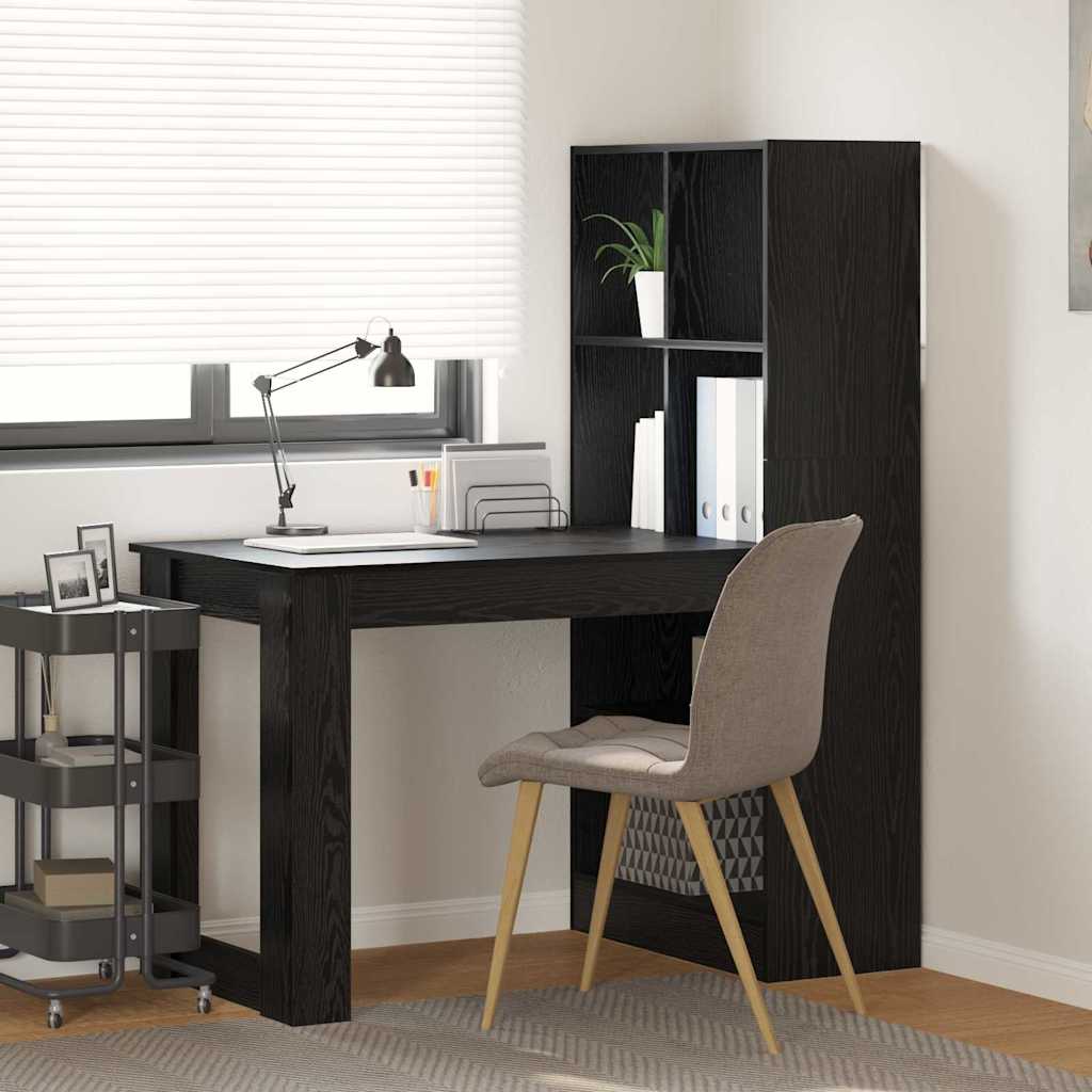 vidaXL Desk with Shelves Black Oak Look 122 x 67 x 145 cm
