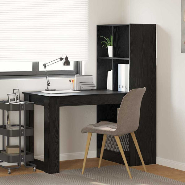 vidaXL Desk with Shelves Black Oak Look 122 x 67 x 145 cm