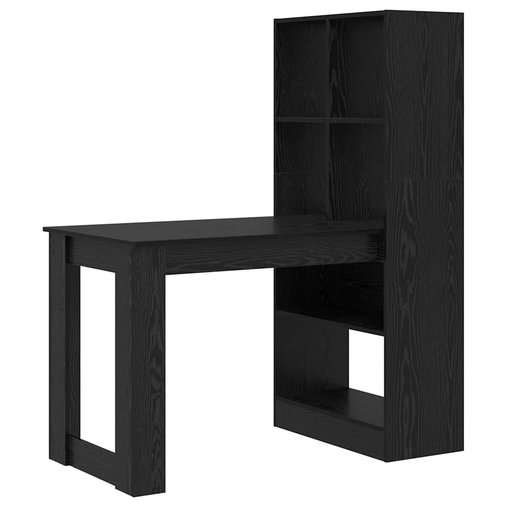 vidaXL Desk with Shelves Black Oak Look 122 x 67 x 145 cm