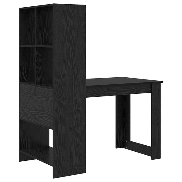 vidaXL Desk with Shelves Black Oak Look 122 x 67 x 145 cm