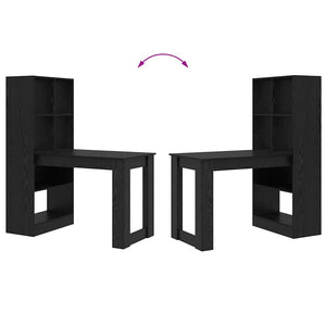 vidaXL Desk with Shelves Black Oak Look 122 x 67 x 145 cm