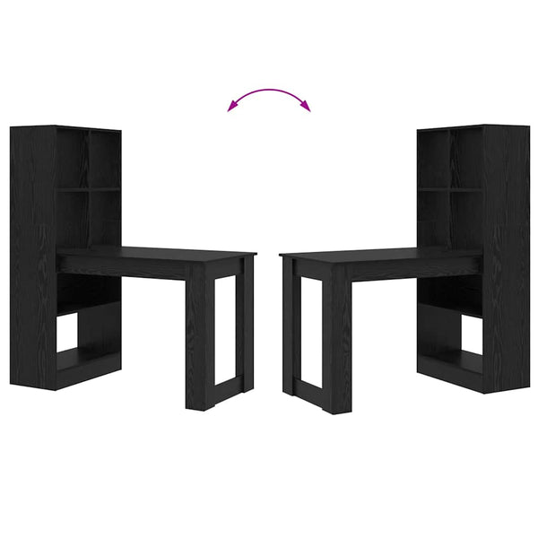 vidaXL Desk with Shelves Black Oak Look 122 x 67 x 145 cm