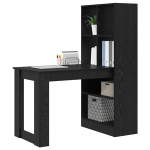 vidaXL Desk with Shelves Black Oak Look 122 x 67 x 145 cm