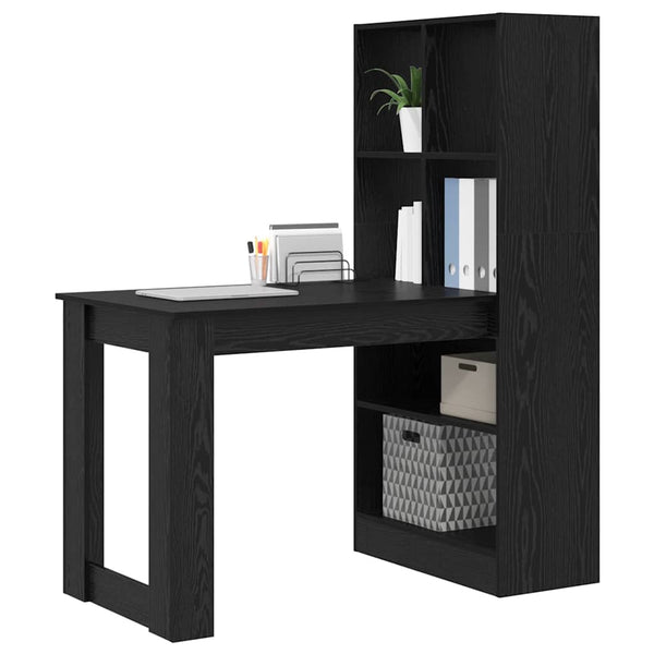 vidaXL Desk with Shelves Black Oak Look 122 x 67 x 145 cm